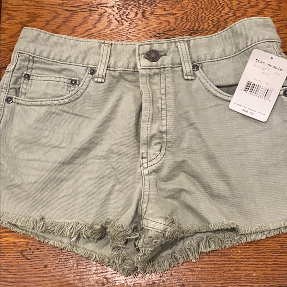 Free People Army Green Jean Shorts